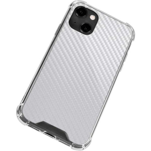White Carbon Fiber Specialty Texture Material iPhone 14 Clear Case